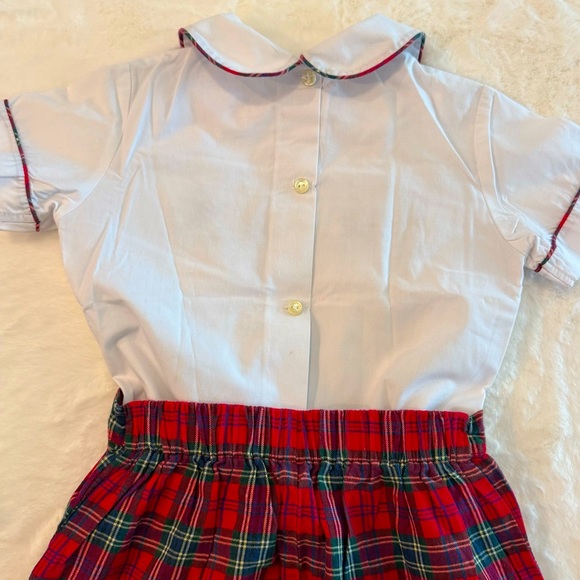 Anavini Boys Christmas Smocked Shirt w/ Red Christmas Tartan Shorts Set- size 4T - Picture 6 of 9